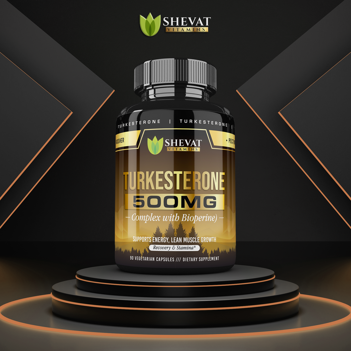 Shevat Turkesterone Complex 500mg with BioPerine – 60 Capsules, Non-GMO, Made in USA