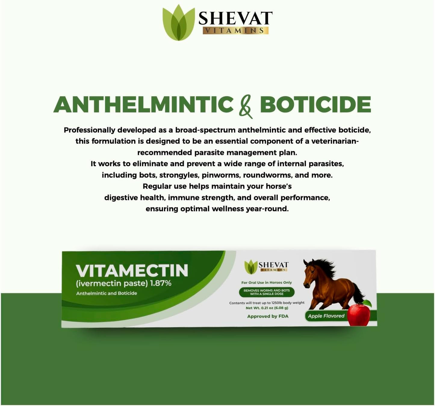 Ivermectin Horse Paste 1.87% Apple Flavored | 6.08g (3-Pack) Oral Gel for Horses