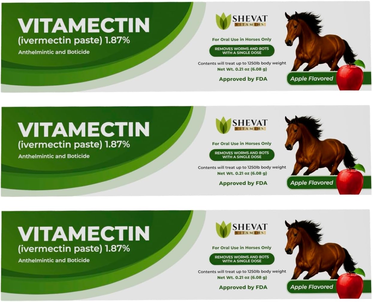 Shevat Vitamins ivermectin horse paste 3 syringes