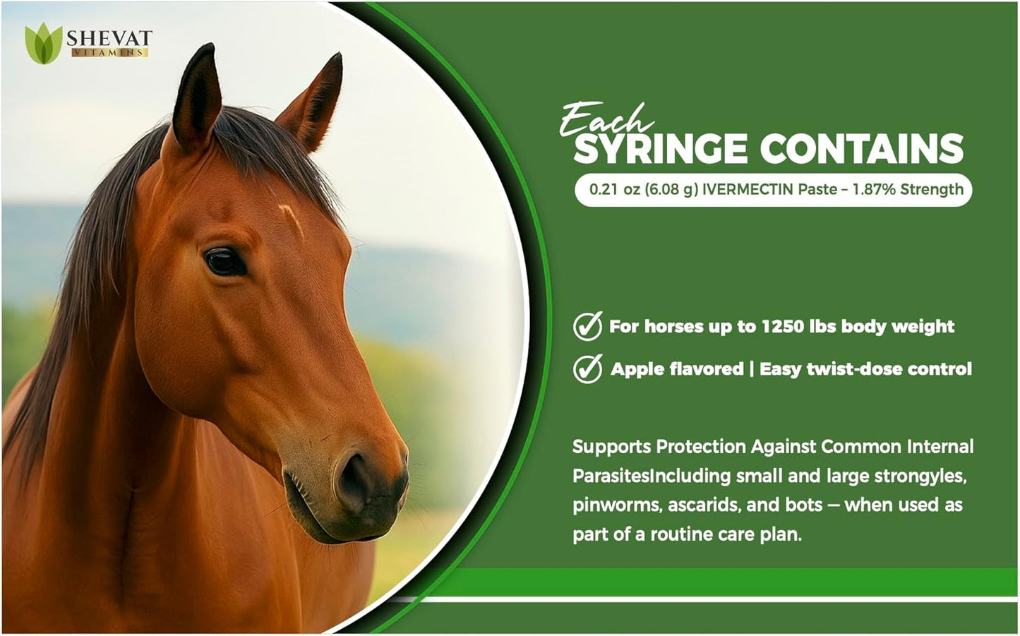 Ivermectin Horse Paste 1.87% Apple Flavored | 6.08g (3-Pack) Oral Gel for Horses