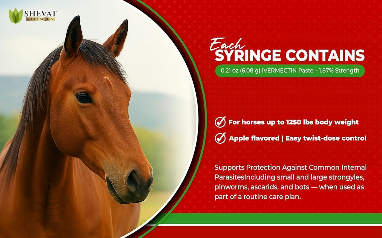 Ivermectin Horse Paste 1.87% – Apple Flavored, Easy-to-Use, Fast Shipping - 1 Pack