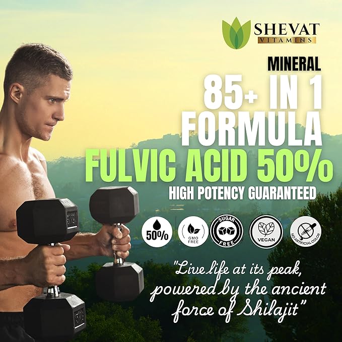 Shevat Pure Himalayan Shilajit Capsules – 60 Vegan Capsules with Fulvic Acid, Non-GMO, Made in USA