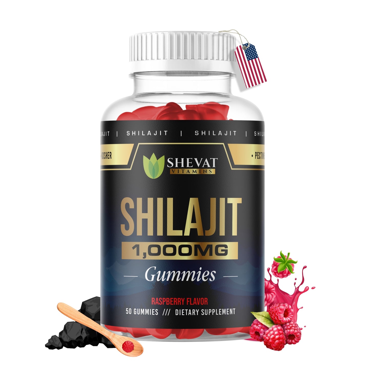 Shevat Vitamins Shilajit Gummies β With 85+ Trace Minerals, Natural Himalayan Extract, 60 Vegan Gummies β Non-GMO, Made in USA