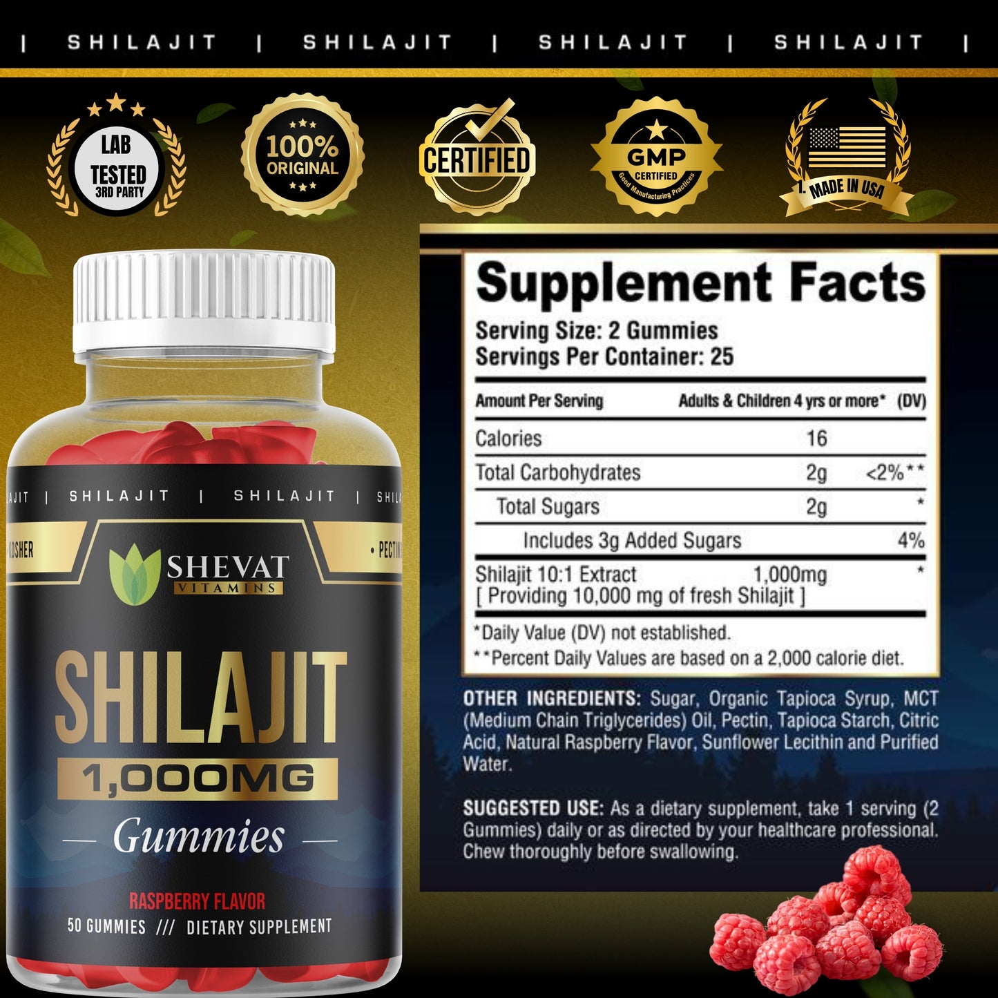 Shevat Vitamins Shilajit Gummies β With 85+ Trace Minerals, Natural Himalayan Extract, 60 Vegan Gummies β Non-GMO, Made in USA