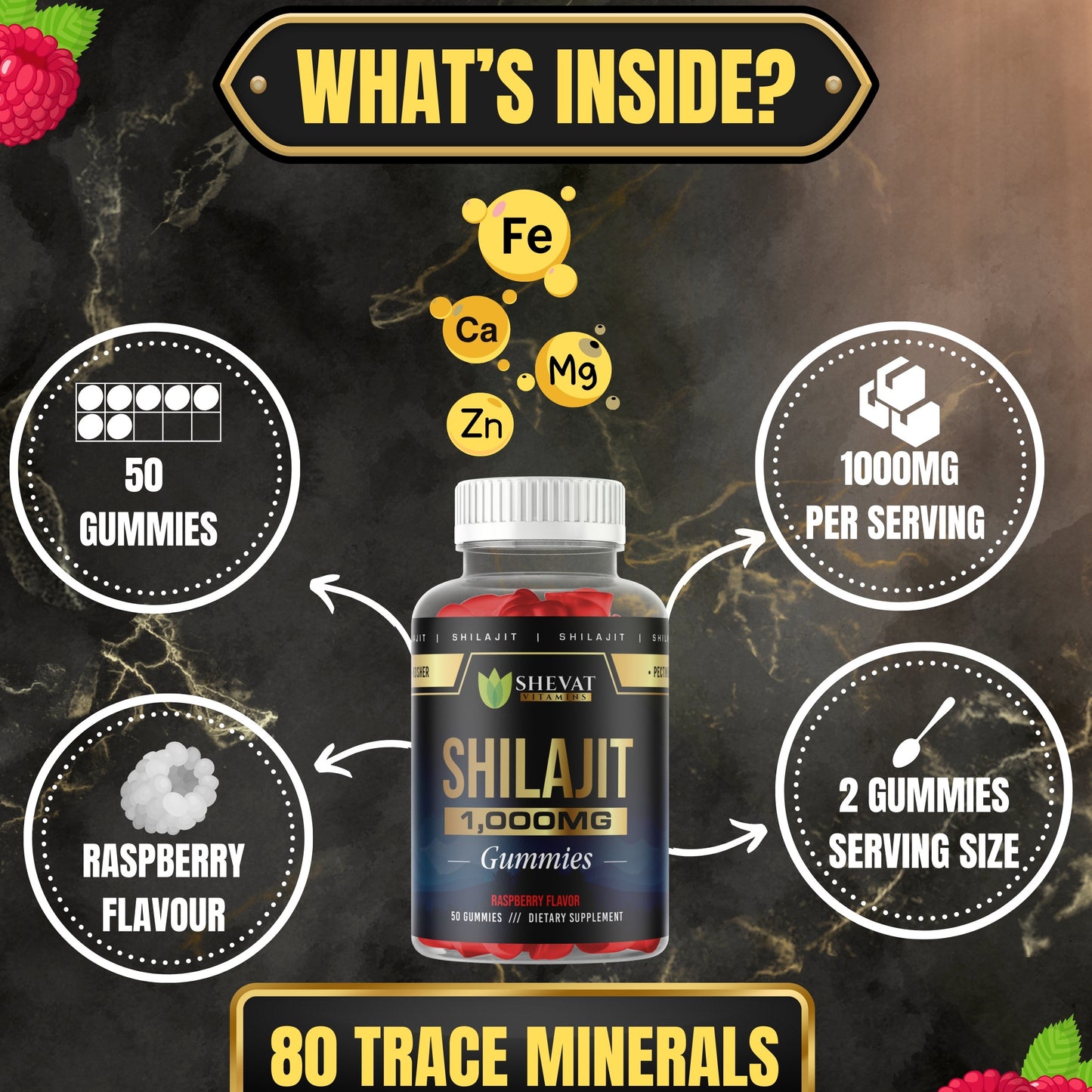 Shevat Vitamins Shilajit Gummies β With 85+ Trace Minerals, Natural Himalayan Extract, 60 Vegan Gummies β Non-GMO, Made in USA