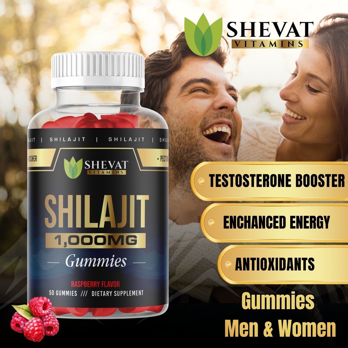 Shevat Vitamins Shilajit Gummies β With 85+ Trace Minerals, Natural Himalayan Extract, 60 Vegan Gummies β Non-GMO, Made in USA