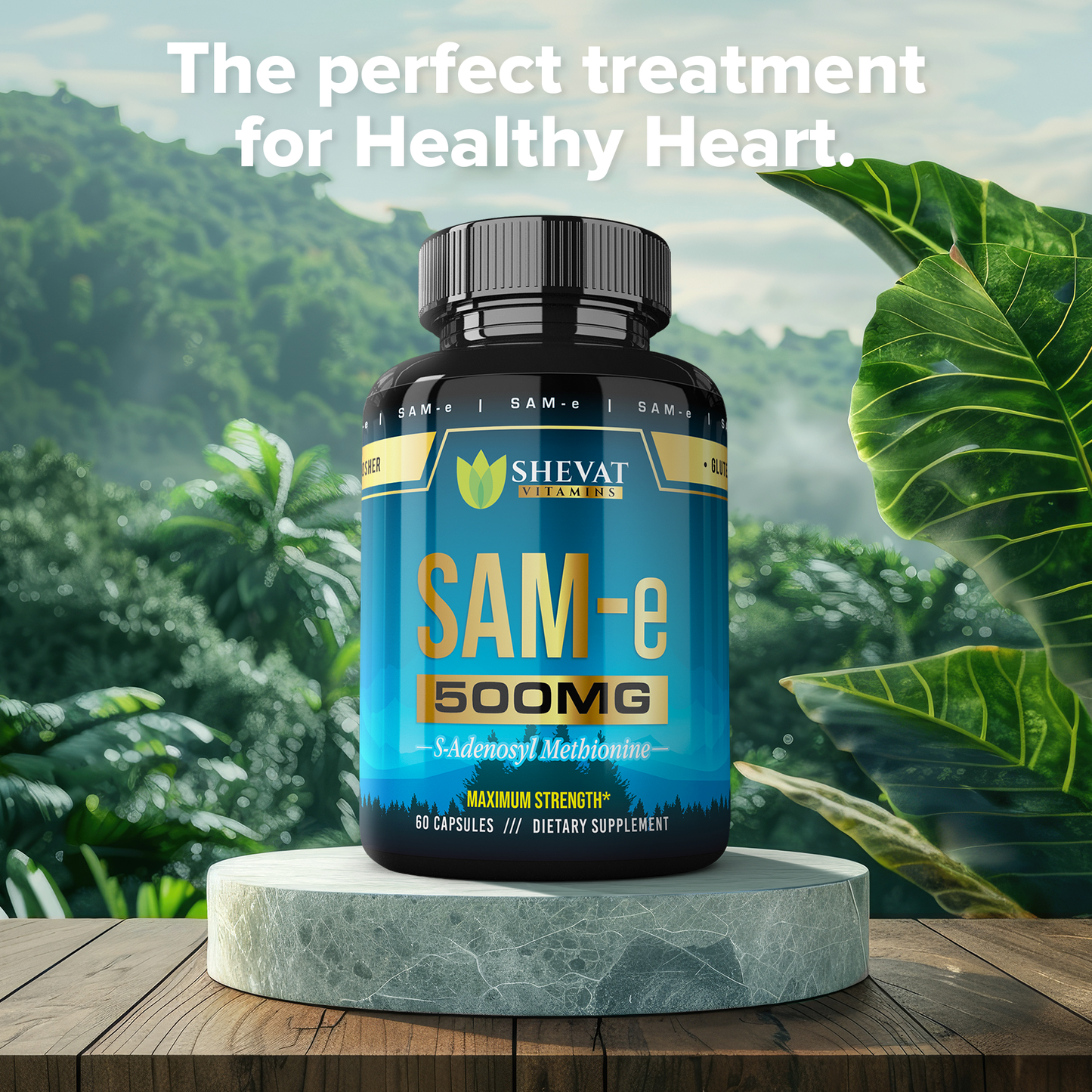 Shevat SAM-e 500mg Capsules – 60 Count, Vegan, Non-GMO, Gluten-Free, Made in USA