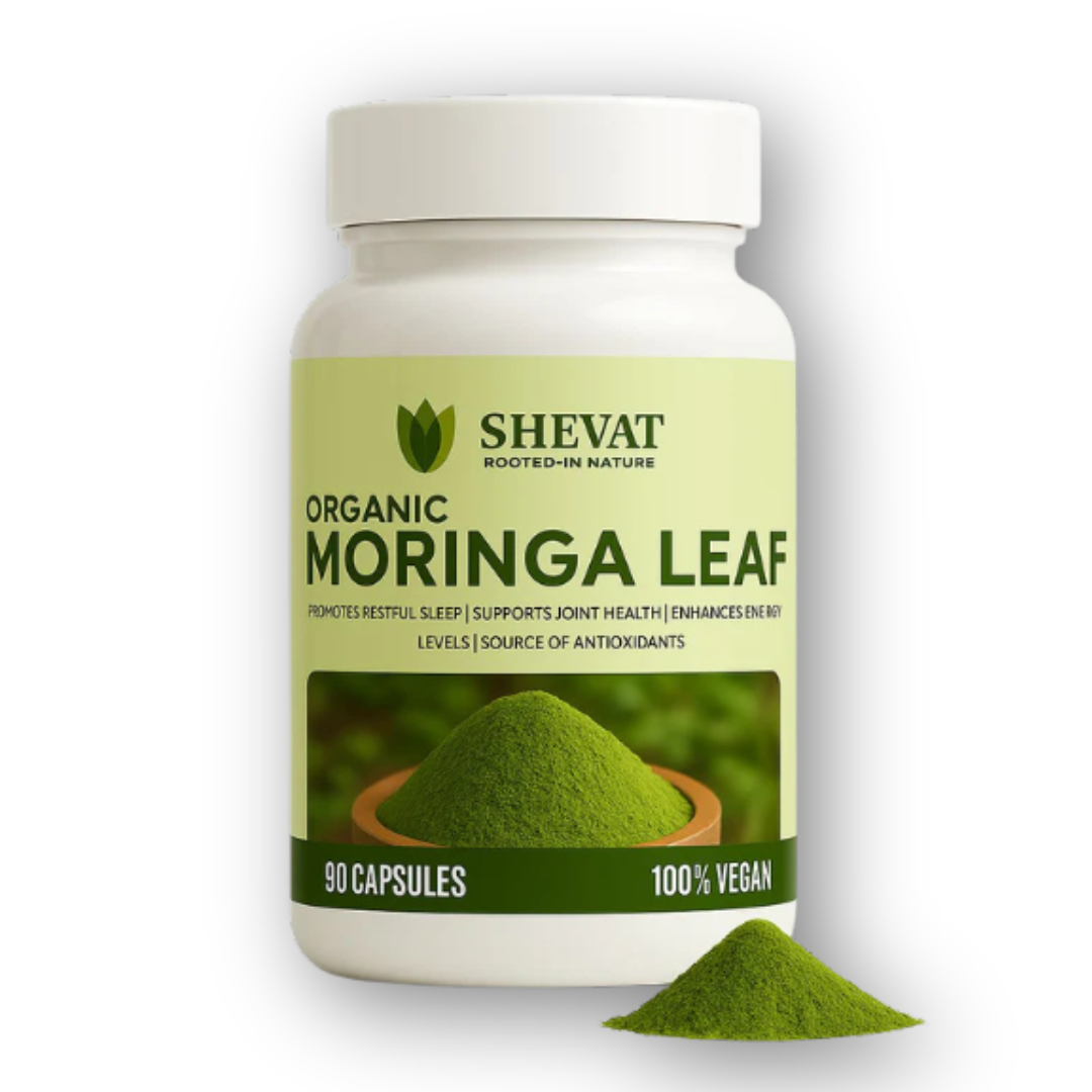 Shevat Organic Moringa Leaf Capsules 1000mg – 90 Count, Non-GMO, Made in USA