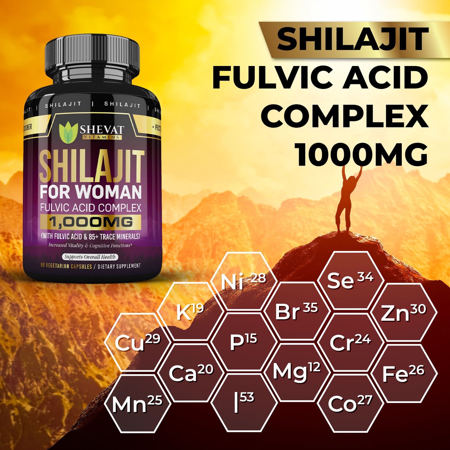 Shilajit Capsules for Women – Pure Himalayan Extract, 60 Vegan Capsules, Non-GMO, Made in USA