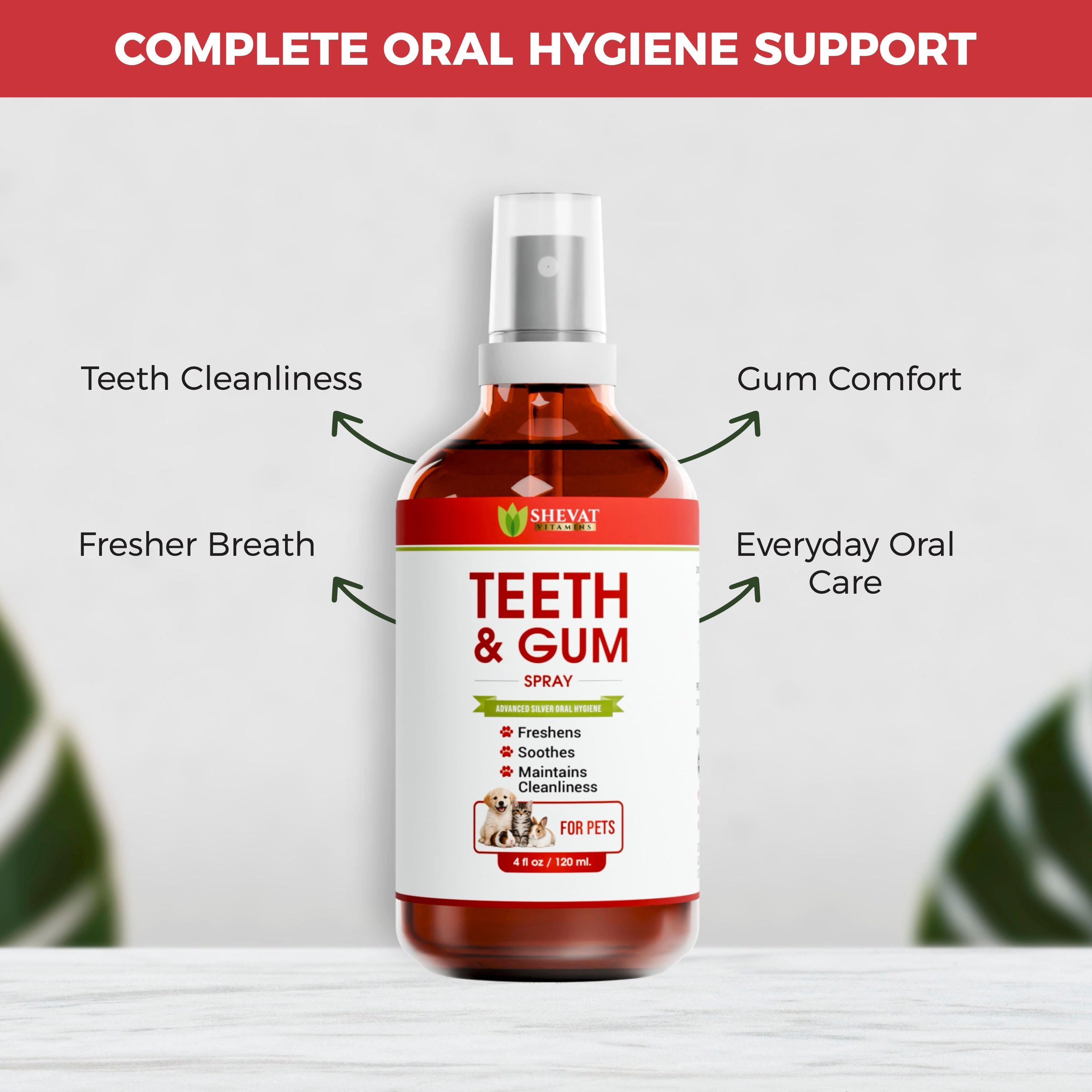 Shevat Vitamins Teeth & Gum Breath Spray for Dogs & Cats