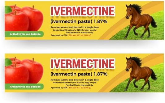 Ivermectin Horse Paste 1.87% – Apple Flavored – 6.08g Tube – for Horses Up to 1250 lb