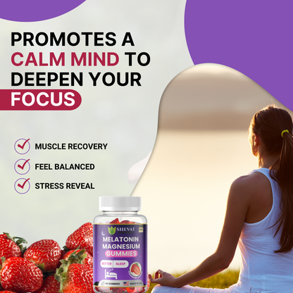 Melatonin Magnesium Gummies – Strawberry Flavor, 60 Count – Non-GMO, Made in USA