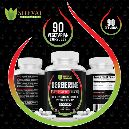Shevat Berberine Herbal Complex – 500mg Plant-Based Blend, 60 Vegan Capsules, Made in USA