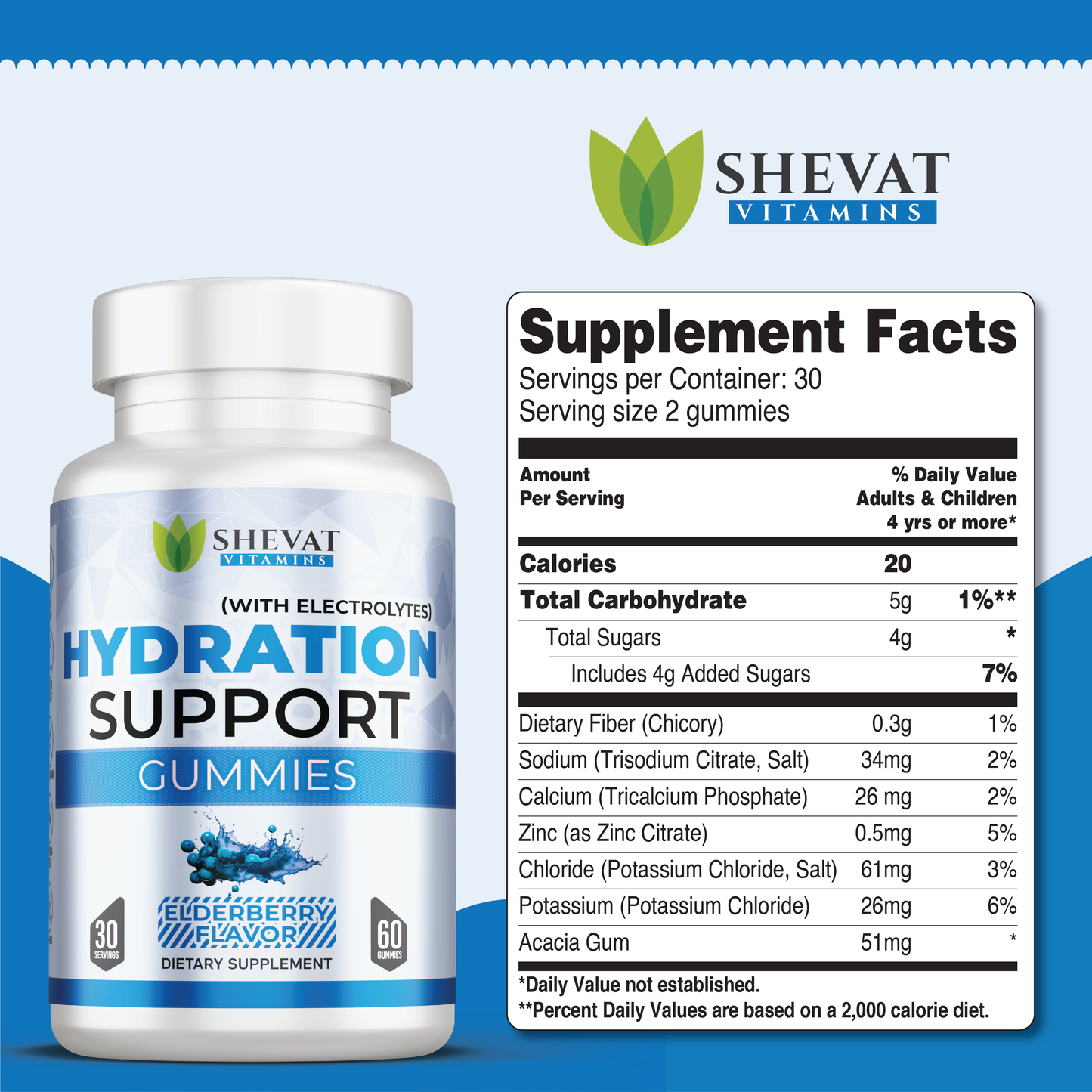 Hydration Support Gummies – Daily Wellness Electrolyte Blend, 60 Vegan Gummies, Made in USA