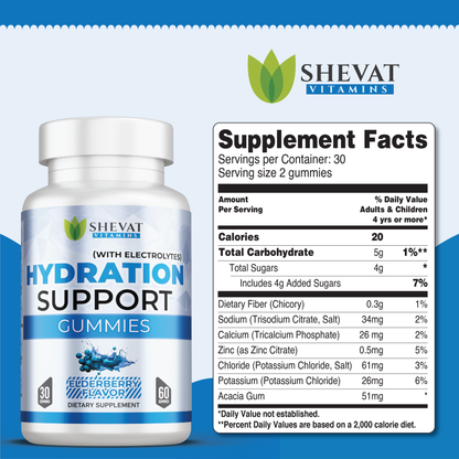 Hydration Support Gummies – Daily Wellness Electrolyte Blend, 60 Vegan Gummies, Made in USA