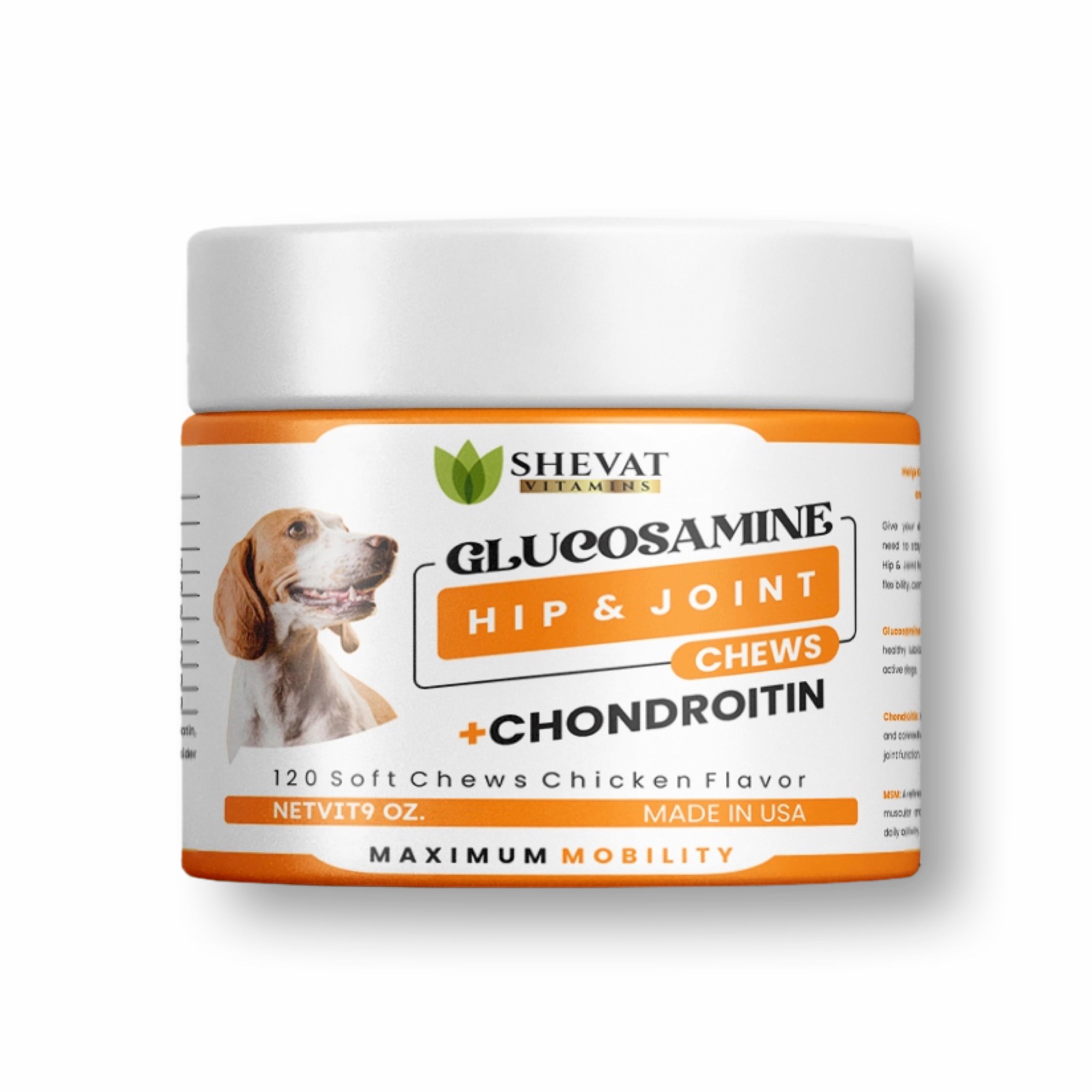 Shevat Vitamins Glucosamine for Dogs – Hip & Joint Supplement