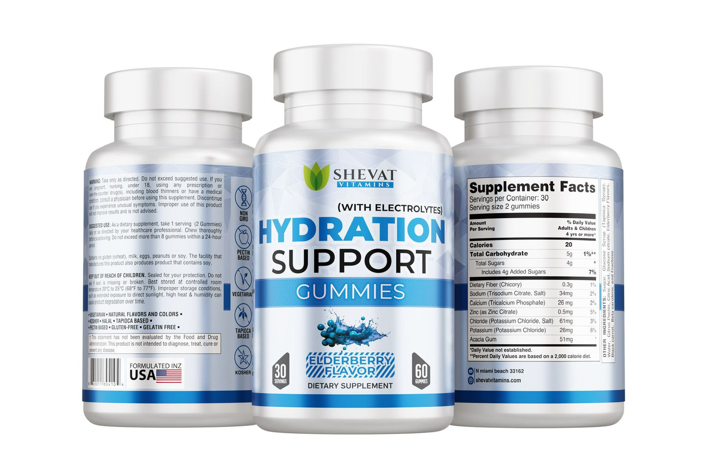 Hydration Support Gummies – Daily Wellness Electrolyte Blend, 60 Vegan Gummies, Made in USA