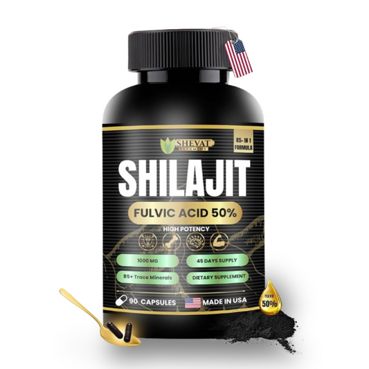 Shevat Pure Himalayan Shilajit Capsules – 60 Vegan Capsules with Fulvic Acid, Non-GMO, Made in USA
