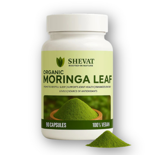 Shevat Organic Moringa Leaf Capsules 1000mg – 90 Count, Non-GMO, Made in USA